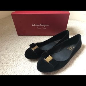 Salvatore Ferragamo Varina Velvet Ballet Flats